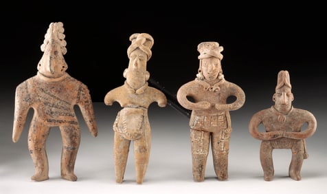 Four Colima Pottery Figures - Gingerbread & Flat Forms