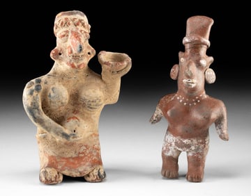 Pair of Jalisco Shaft-Tomb Culture Pottery Figures