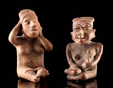 Pair of West Mexican Shaft Tomb Pottery Figures