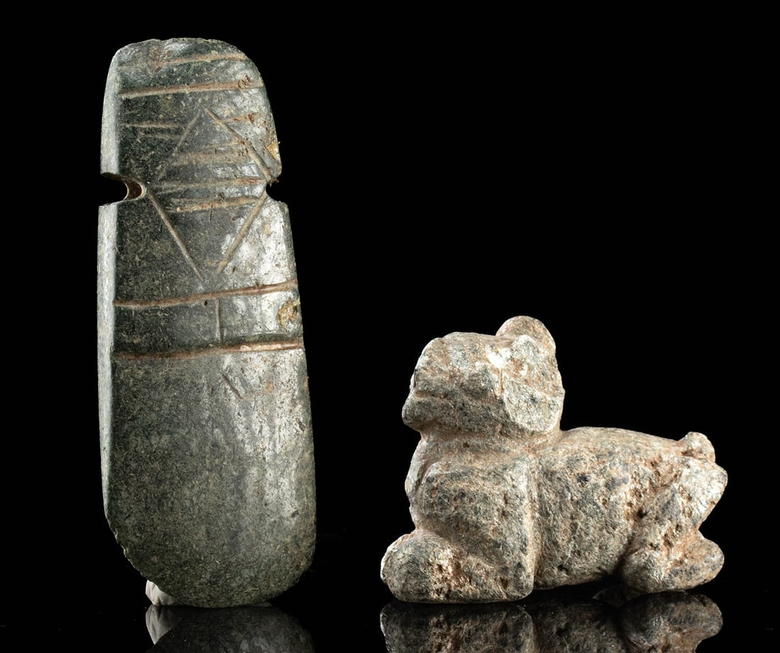 Costa Rican Jadeite Axe God & Guerrero Stone Zoomorph (1 of 2)