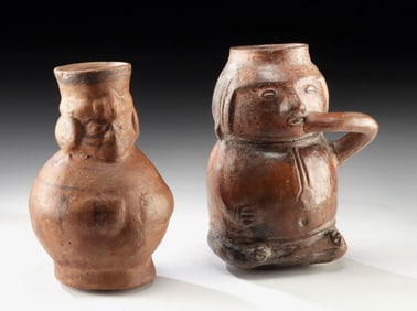 Moche & Quimbaya Terracotta Figural Vessels, ex Museum