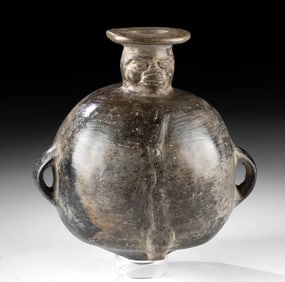 Inca Blackware Pacha Aryballos w/ Face & Snake - Kemper