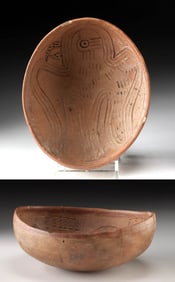 Paracas Incised Avian Decorated Pottery Bowl, TL Tested