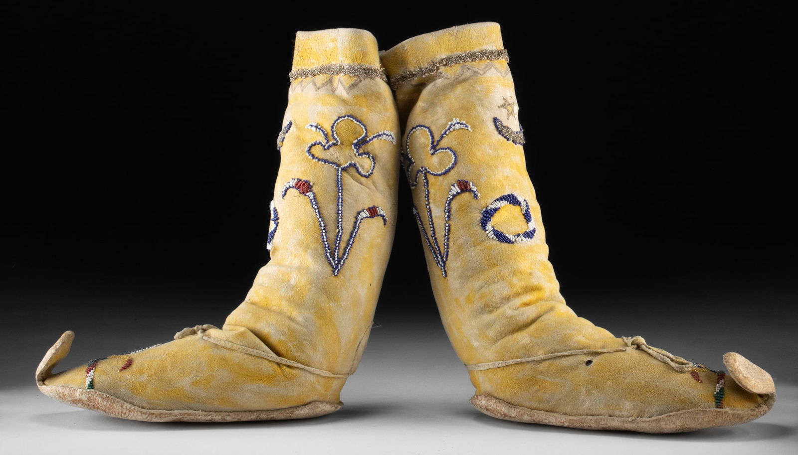 Apache Beaded High-Top Leather Cactus Kicker Moccasins (1 of 3)