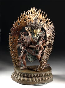 Tibetan Gilt Copper Chakrasamvara & Consort in Yab-Yum