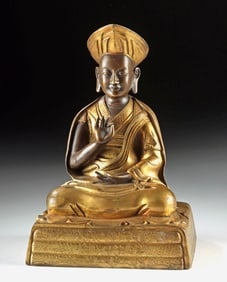18th C. Tibetan Gilt Brass Seated Lama - Rolpai Dorje