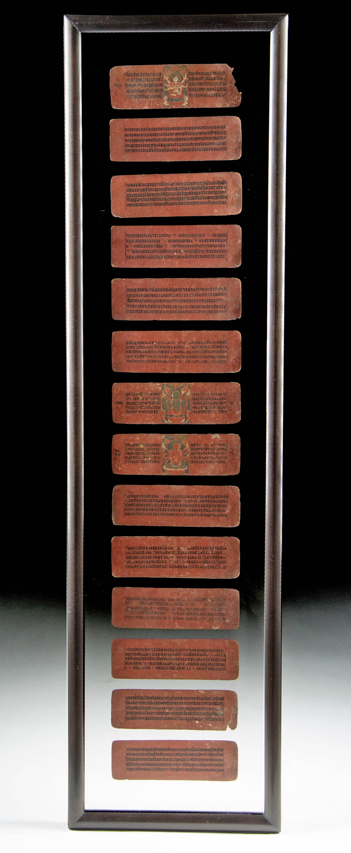 Burmese Kammavaca Manuscript 14 Lacquered Leaves (framed) (1 of 5)