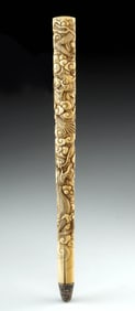 19th C. Chinese Ivory Parasol Handle, Dragon Motifs