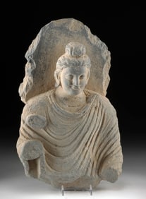 2nd C. Gandharan Schist Relief Standing Buddha, Kushan Period