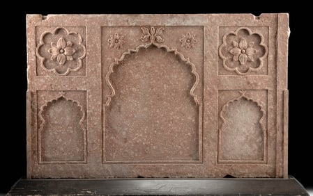 18th C. Indian Pink Sandstone Architectural Relief, ex-Sotheby's