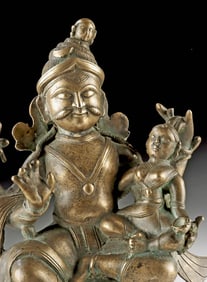 Fine 18th C. Indian Bronze - Shiva and Parvati with Ganga