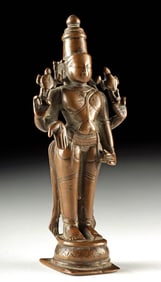17th C. South Indian Copper Standing Vishnu Figure