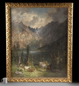 19th C. Jozsef Molnár, Monumental Landscape with Cattle