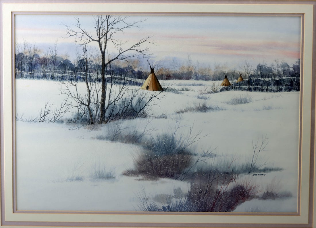 Glenn Scott Kuhnly Watercolor - "Winter Encampment" (1 of 3)