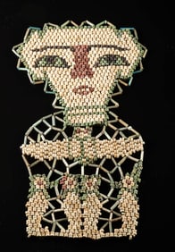 Egyptian Faience Beaded Shroud of Face & Canopic Jars