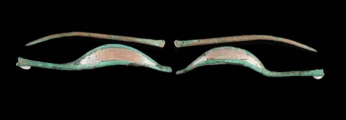 Egyptian Bronze Eyes Limestone Inlay + Eyebrows