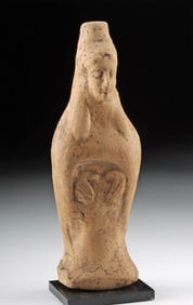 Archaic Greek Terracotta Votive Figure - Woman with Polos and Chiton