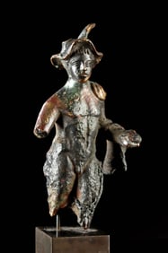 Roman Bronze Statuette of Mercury with Petasos & Chlamys