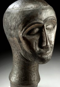 Islamic Brass Ritual / Votive Head, Engraved Arabesques