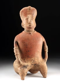 Tall Nayarit Pottery Seated Shaman Figure