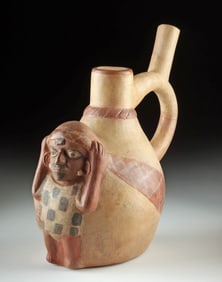 Moche Stirrup Vessel Depicting a Burden Bearer