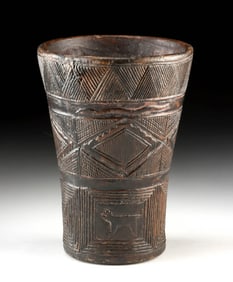 Pre-Columbian Inca Wood Kero w/ Animals