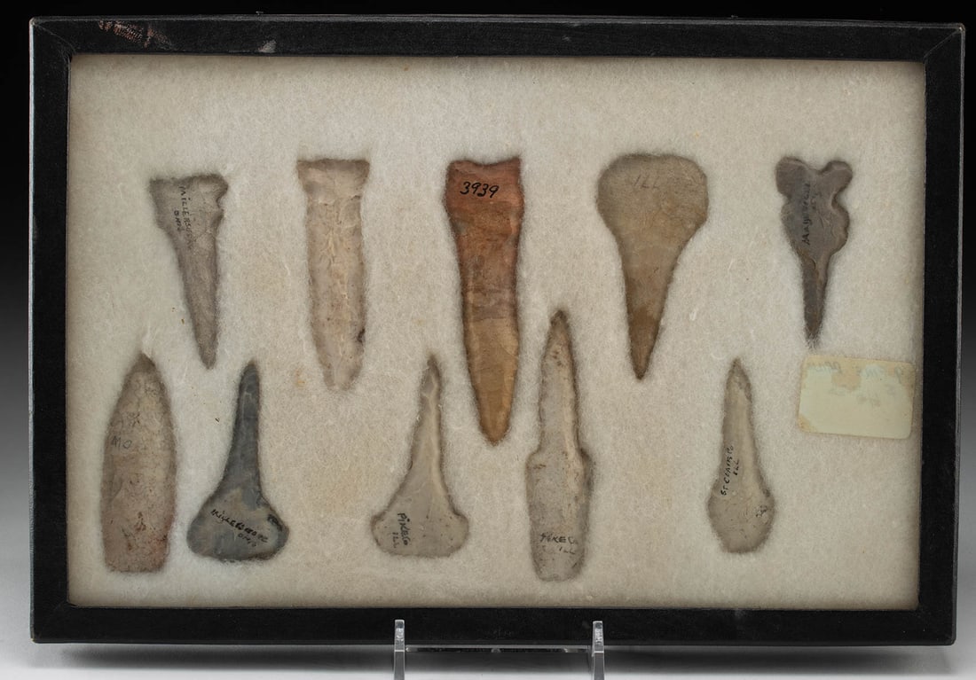 Lot of 10 Native American Stone Arrowheads & Drills (1 of 4)