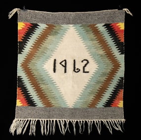 Navajo Pictorial Eye Dazzler Wool Sampler, "1962"