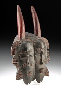 19th C. Senufo / Ligbi Double-Faced Kpelie Mask