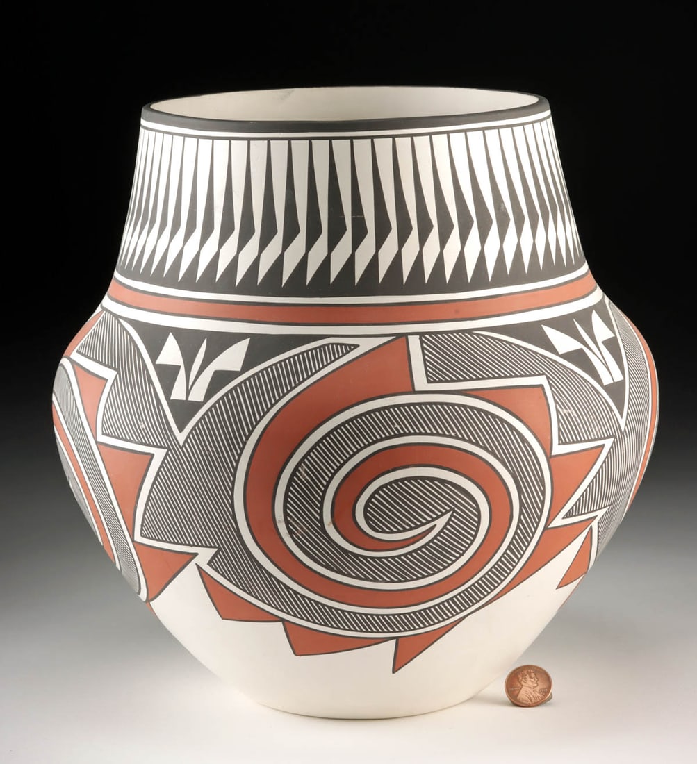 Laguna Pueblo Polychrome Vase, Signed T. Sarracino (1 of 4)