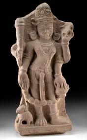 10th C. Indian Red Sandstone Stele of Shiva in Tribhanga