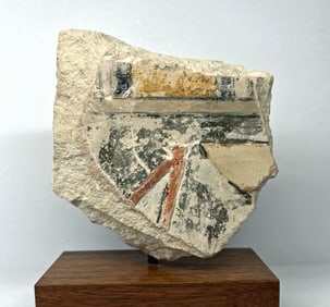 Egyptian Limestone Mural Fragment, Original Pigments
