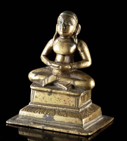 18th C. Indian Brass Seated Jain Tirthankara Figure