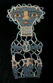 Egyptian Blue Faience Bead Shroud of Face & Scarab