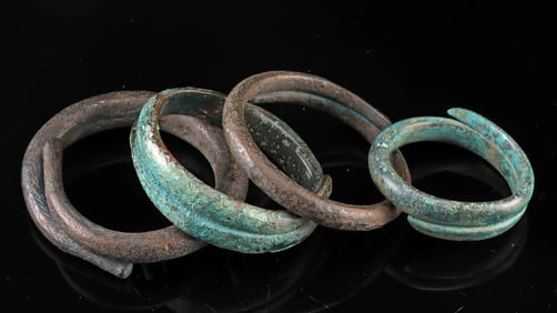 European Bronze Age Coiled Bracelets - Set of 4