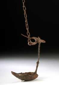 Ancient Danube Celtic Iron Hanging Oil Lamp
