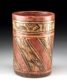 Maya Polychrome Cylinder - Stylized Glyph Band