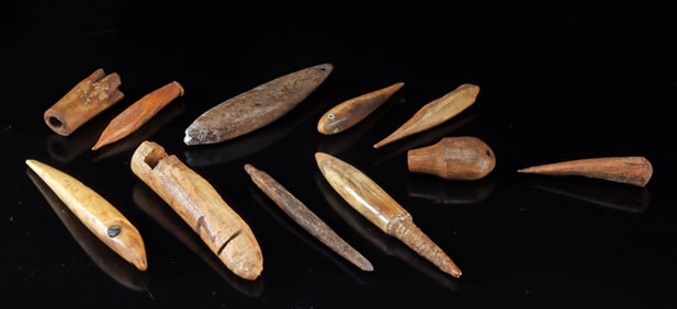 11 Ancient Alaskan Inuit Walrus Ivory Tools