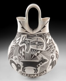 Acoma Black on White Wedding Vase by Rachel Concho