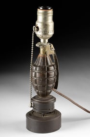 WWII Trench Art American Hand Grenade Table Lamp