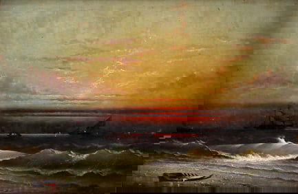 19th C. Marine Sunset Painting - After James Hamilton