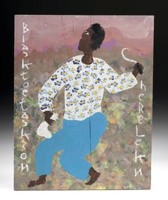 Black Joe Jackson Painting - "He Be Lekn"