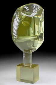 Roman A. Clef 1978 Abstract Lucite Green Sculpture