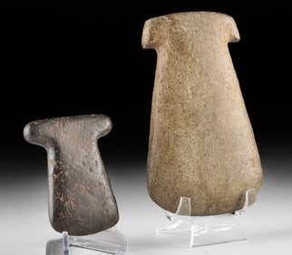 Two Pre-Columbian Valdivian Stone Axe Heads