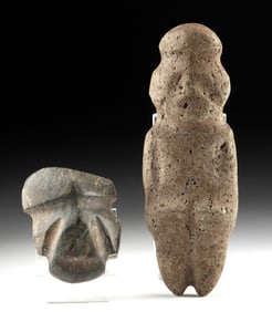 Mezcala Guerrero Stone Figure & Maskoid Pendant