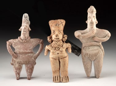 Three Pre-Columbian Pottery Flat Figures