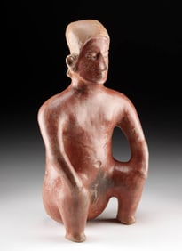 Tall Colima Pottery Seated Nude Female Figure