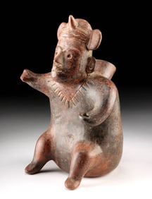 Colima Pottery Seated Shaman Figural Vessel