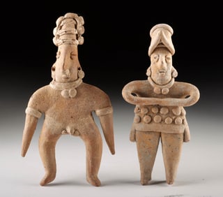 Two Colima Shaft Tomb Pottery Flat Figures
