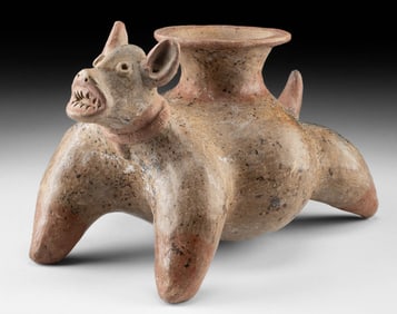 Colima Pottery Dog Vessel w/ Collar